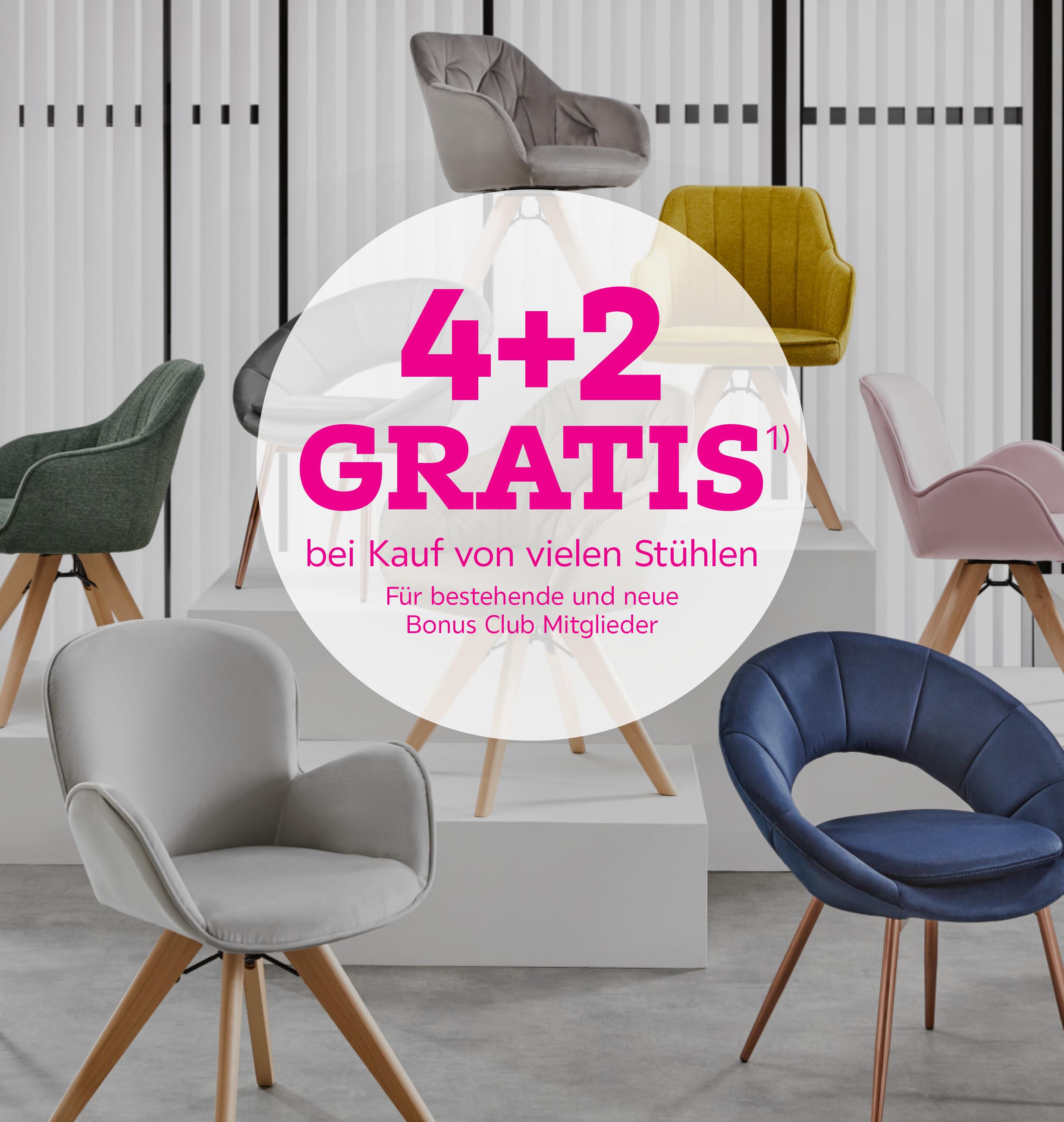 4+2 Gratis bei Kauf von vielen Stühlen