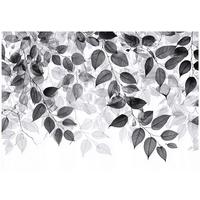 FOTOTAPETE Blätter Schwarz Weiß Wohnzimmer 200x140 - Multicolor, Papier (200/140cm) - Wallarena