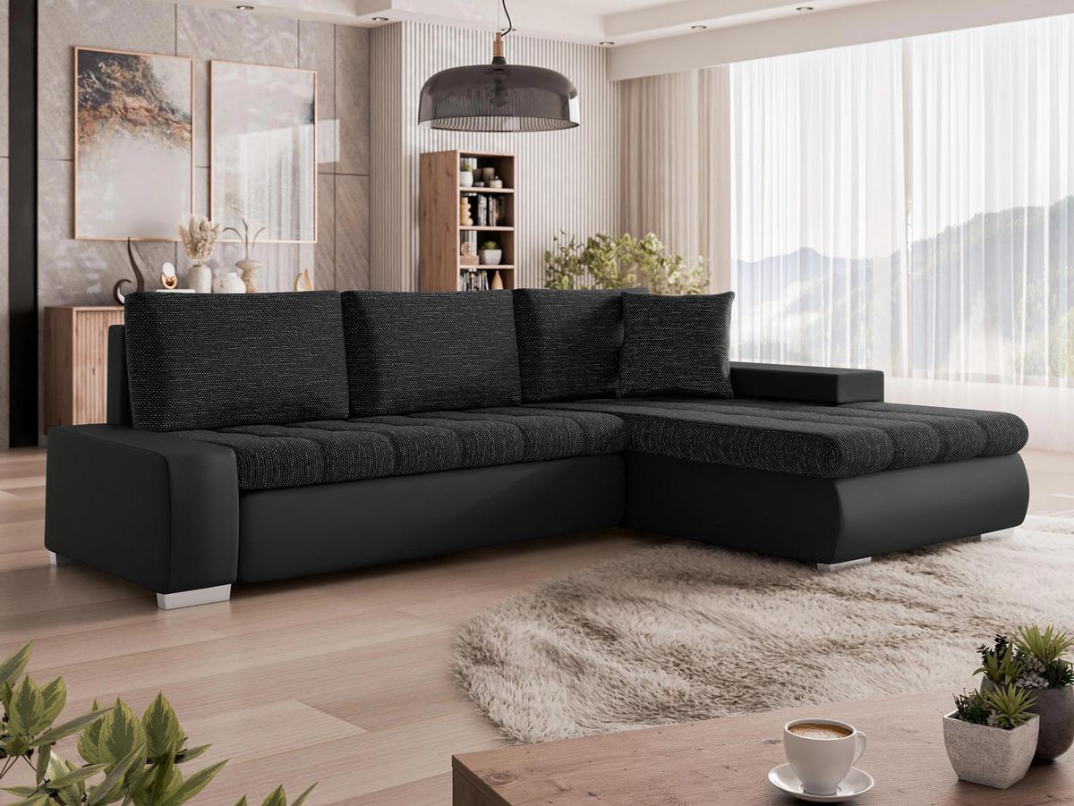 ECKSOFA Orkan Mini - Schwarz, Holz/Textil (265/185cm) - MIRJAN24