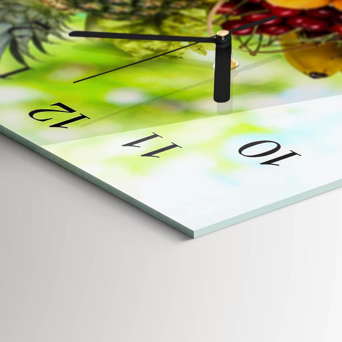 WANDUHR aus Glas 60x30 cm - Obst und Gemüse - Grün, Glas (60/30/0.4cm) - TULUP