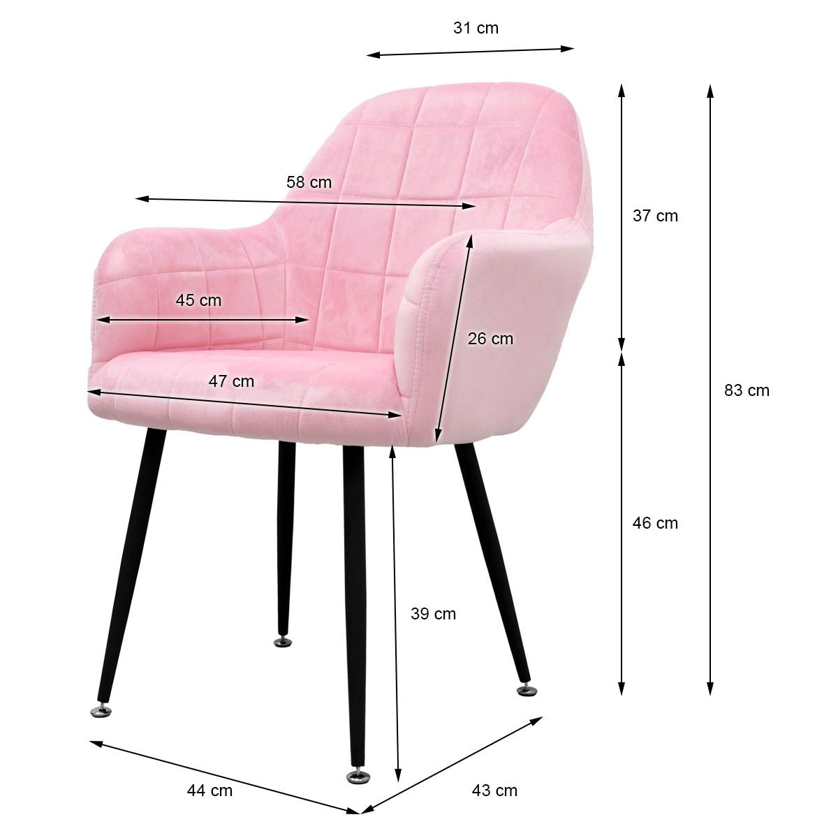 ESSZIMMERSTUHL 2er Set Rosa Samt - Pink/Schwarz, Textil/Metall (60/84/58cm) - ECD-Germany
