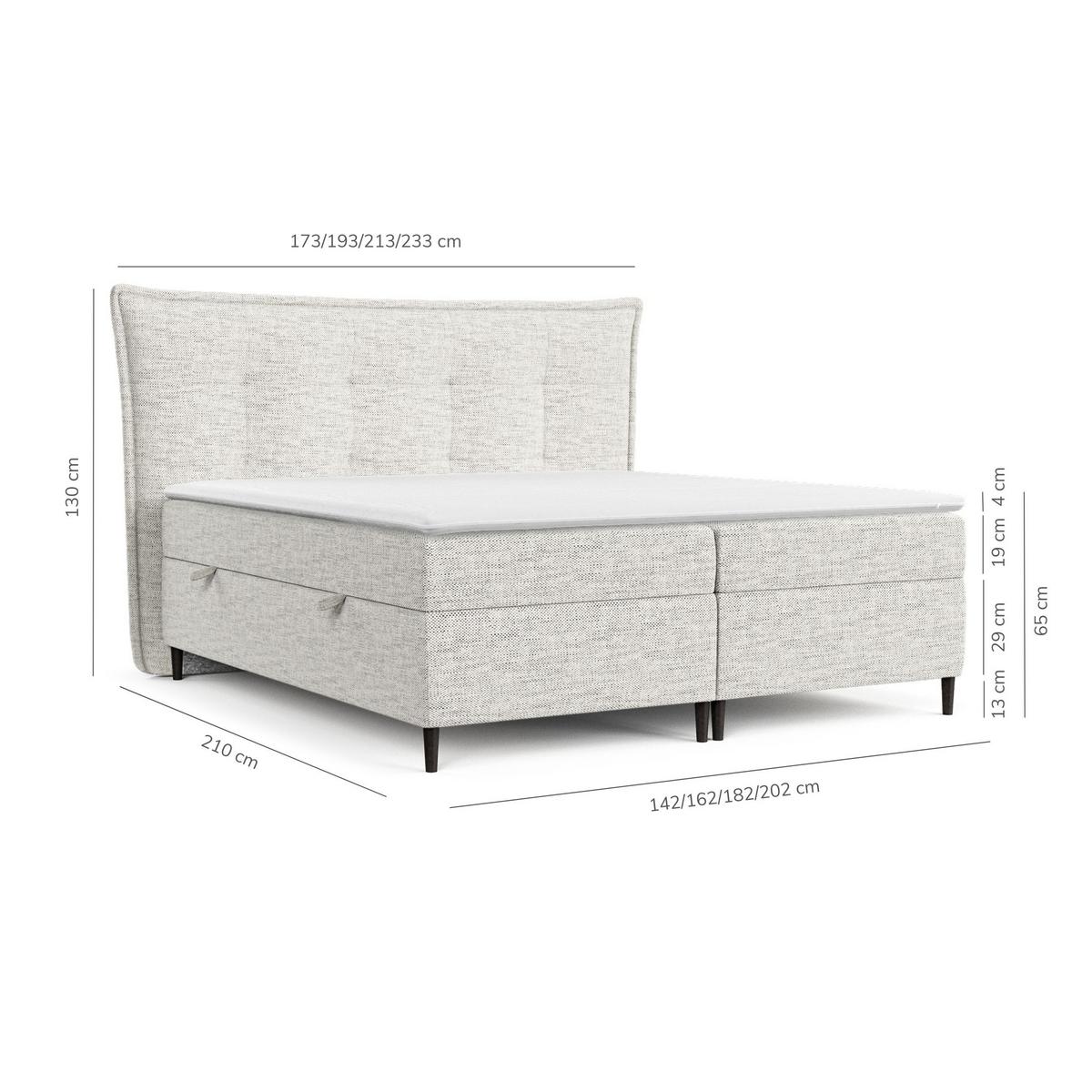 BOXBETT Las Palmas 160/200 cm Graubeige im Megan Stoff - Schwarz/Grau, Holz/Holzwerkstoff (160/200cm) - AltaBeds