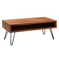 COUCHTISCH Sheeshamholz, Pulverbeschichtet mit Ablagefach, Maße 100x40x50 cm - Schwarz/Braun, Holz/Metall (50/100/40cm) - KADIMA DESIGN