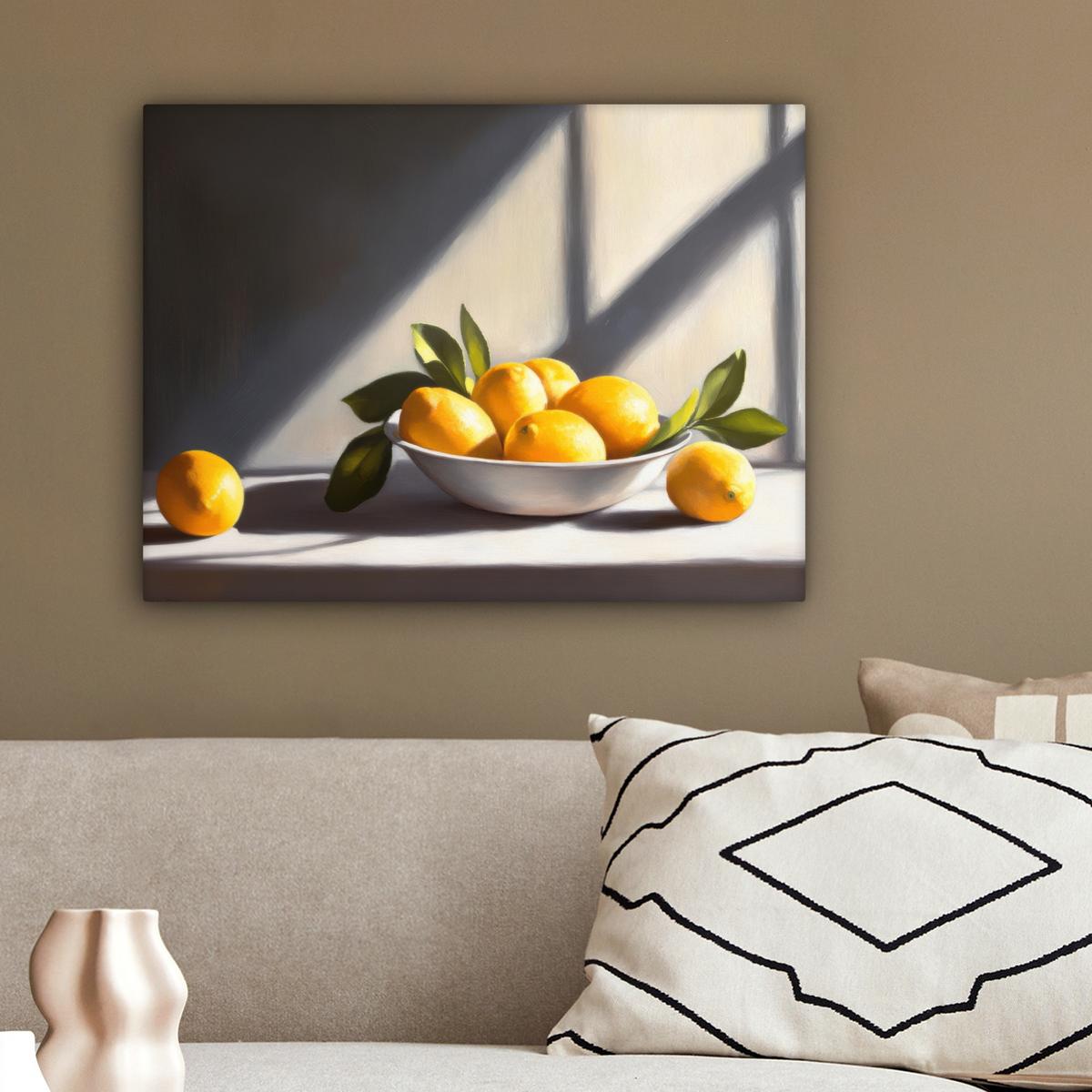 LEINWANDBILD Zitronen - Stilleben - Gelb Wandbild 40x30 cm - Gelb, Textil (40/30cm) - MuchoWow