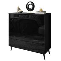 KOMMODE AURA PUSH OPEN mit Schubladen Beinfarbe – Schwarz - Schwarz Hochglanz/Schwarz, Holzwerkstoff (95/90/40cm) - Lookway