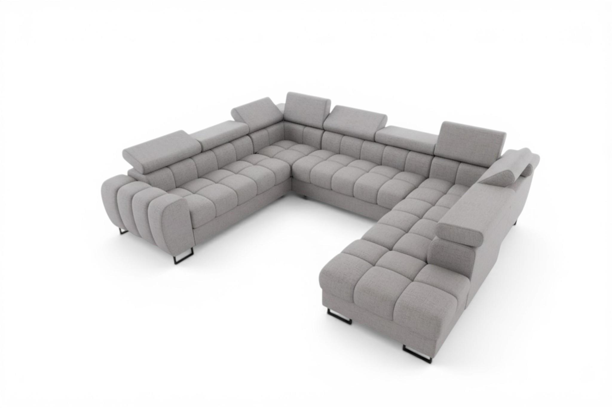 WOHNLANDSCHAFT Bastien Xl - Hellgrau, Holzwerkstoff/Textil (350/95/265cm) - Fun Möbel