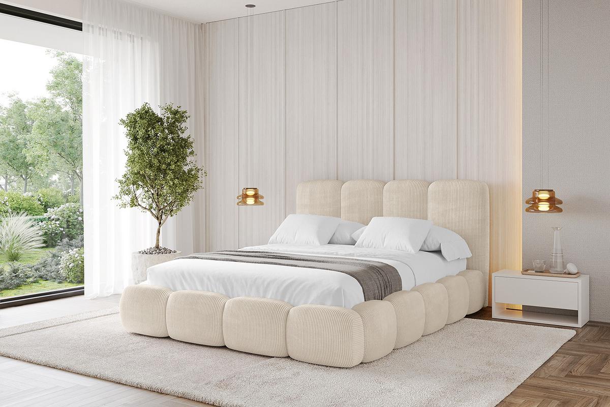 POLSTERBETT mit Bettkasten und Lattenrost, Boxbett ohne Matratze - KALA 140x200 Beige - Creme, Holzwerkstoff/Textil (140/200cm) - ALTDECOR