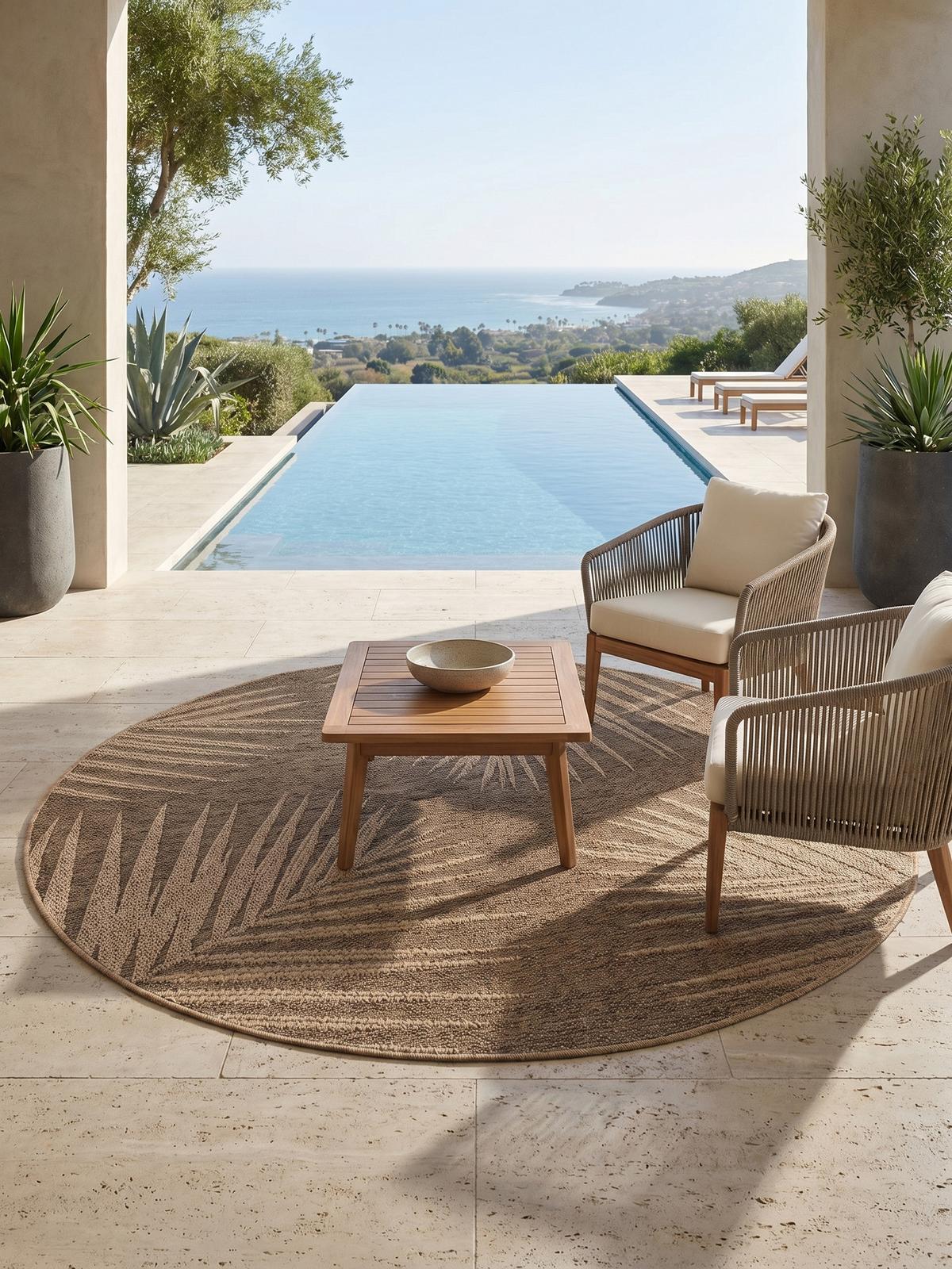 TEPPICH Outdoor ARLBERG in Braun, in Jute-Optik, Ø 200 cm - Braun, Textil (200/200cm) - KADIMA DESIGN