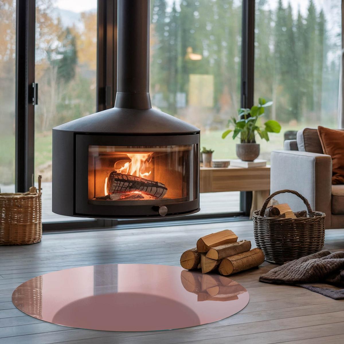 GLASPLATTE für Kamin Ø 100 cm - Pink, Glas (100/100/0.4cm) - TULUP