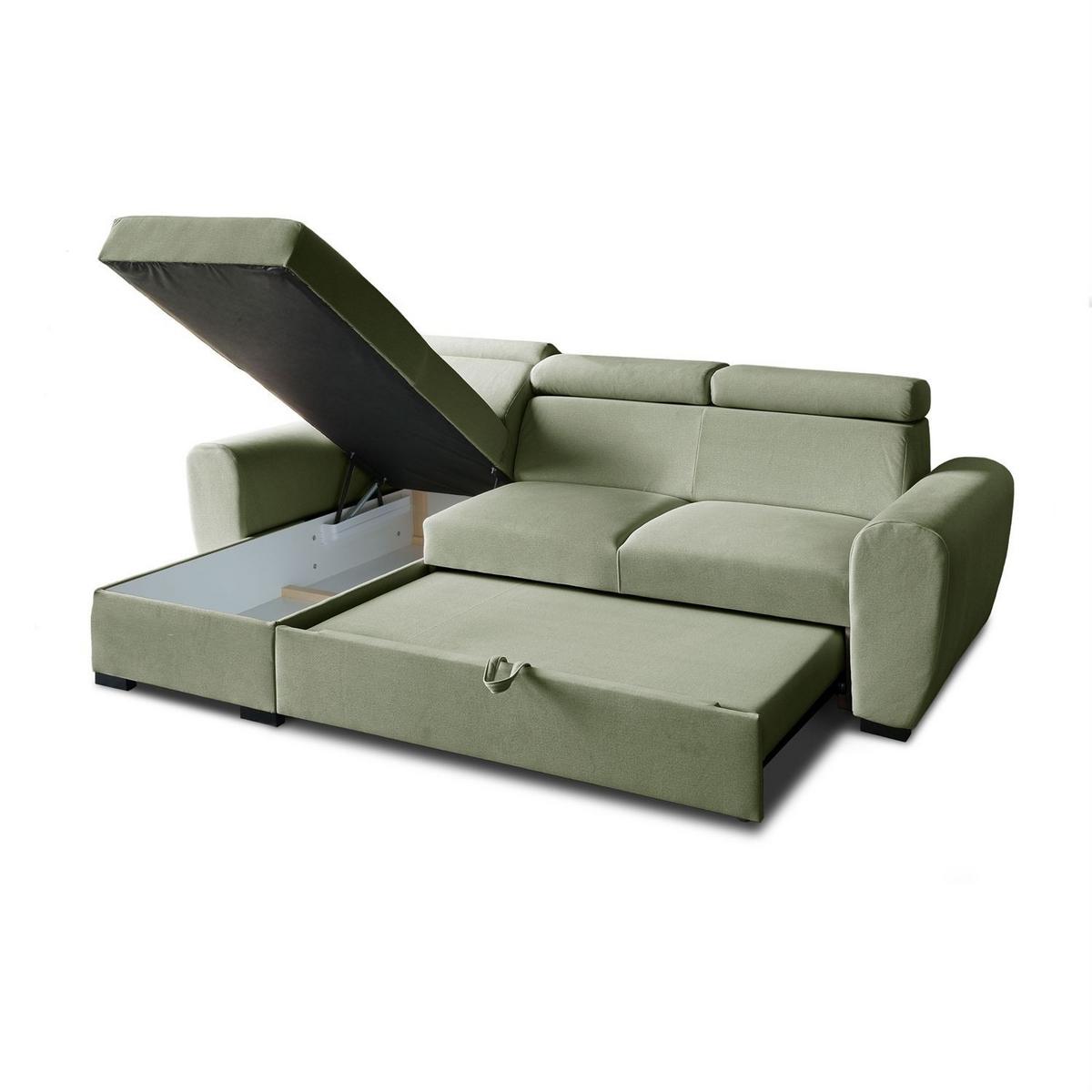 ECKSOFA FALCO mit Schlaffunktion Elli 36 - Grün, Textil (253/174cm) - Lookway
