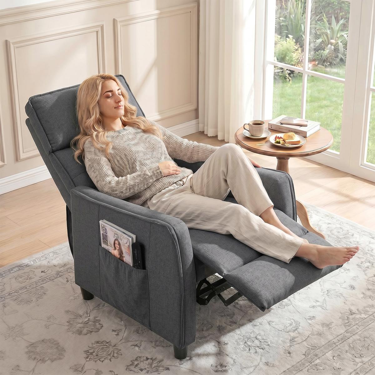 MASSAGERELAXSESSEL Leinen Grau - Grau, Kunststoff/Textil (69/104/93cm) - HOMCOM