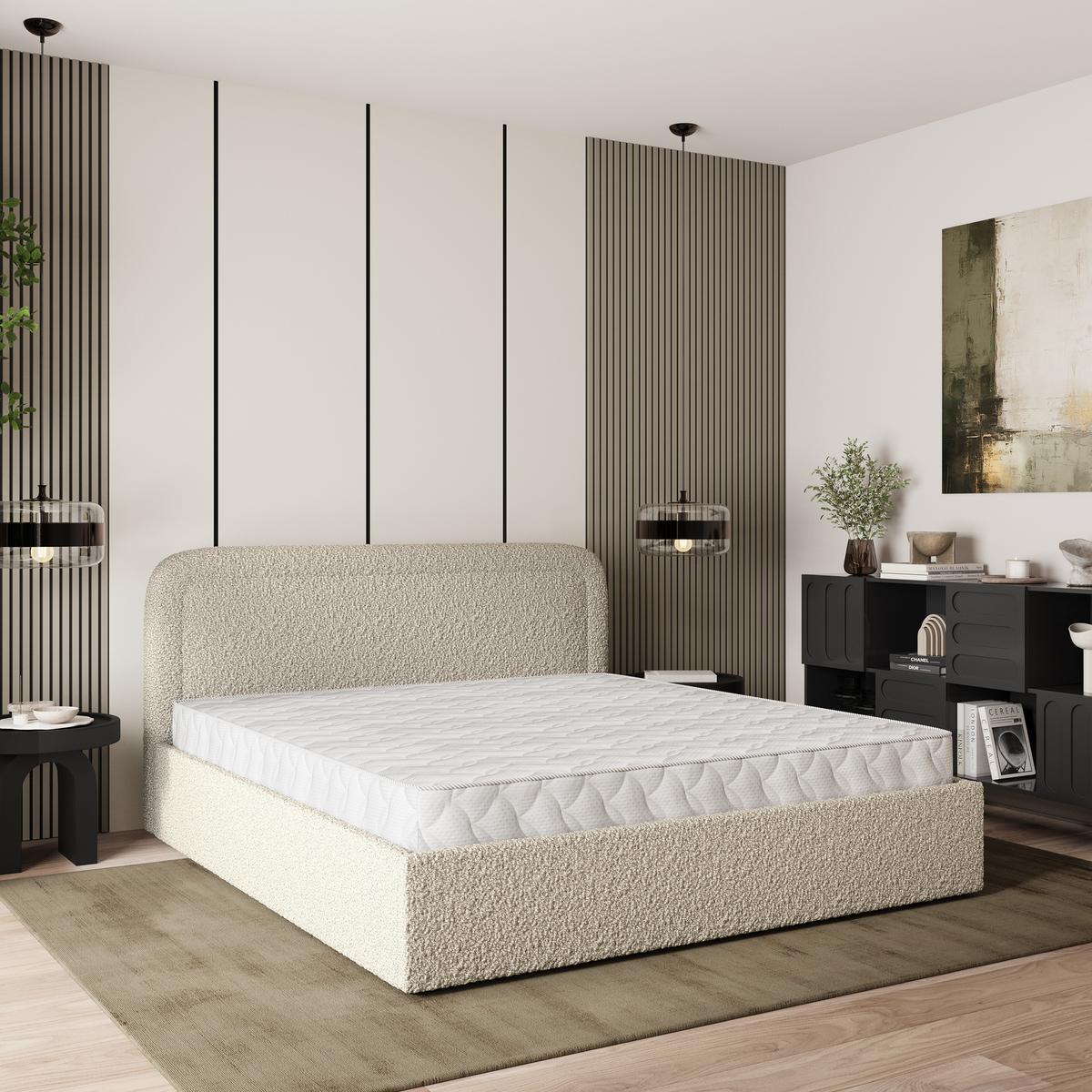 POLSTERBETT BENIRA Q 160x200 cm mit Bettkästen - Beige - Beige, Holz (160/200cm) - MASSENO