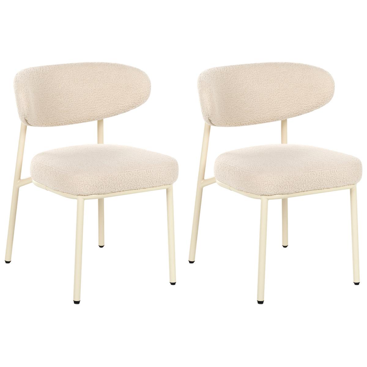 ESSZIMMERSTUHL 2er-Set Bouclé Hellbeige Unity - Beige, Textil (56/78/57cm) - Beliani