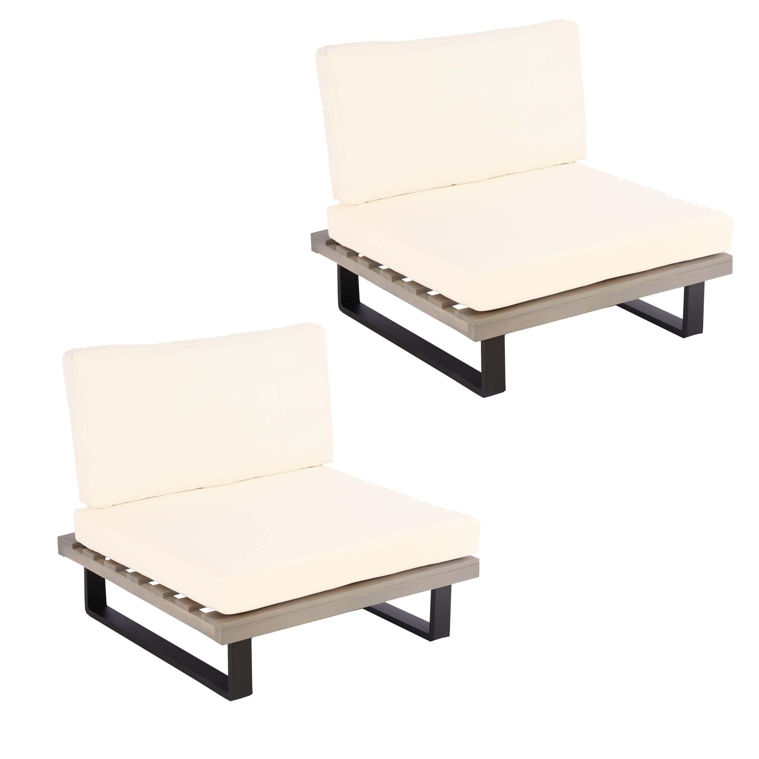 LOUNGE-SESSEL Schwarz, Grau, Cremeweiß - Schwarz/Weiß, Holz (82/75/82cm) - MCW