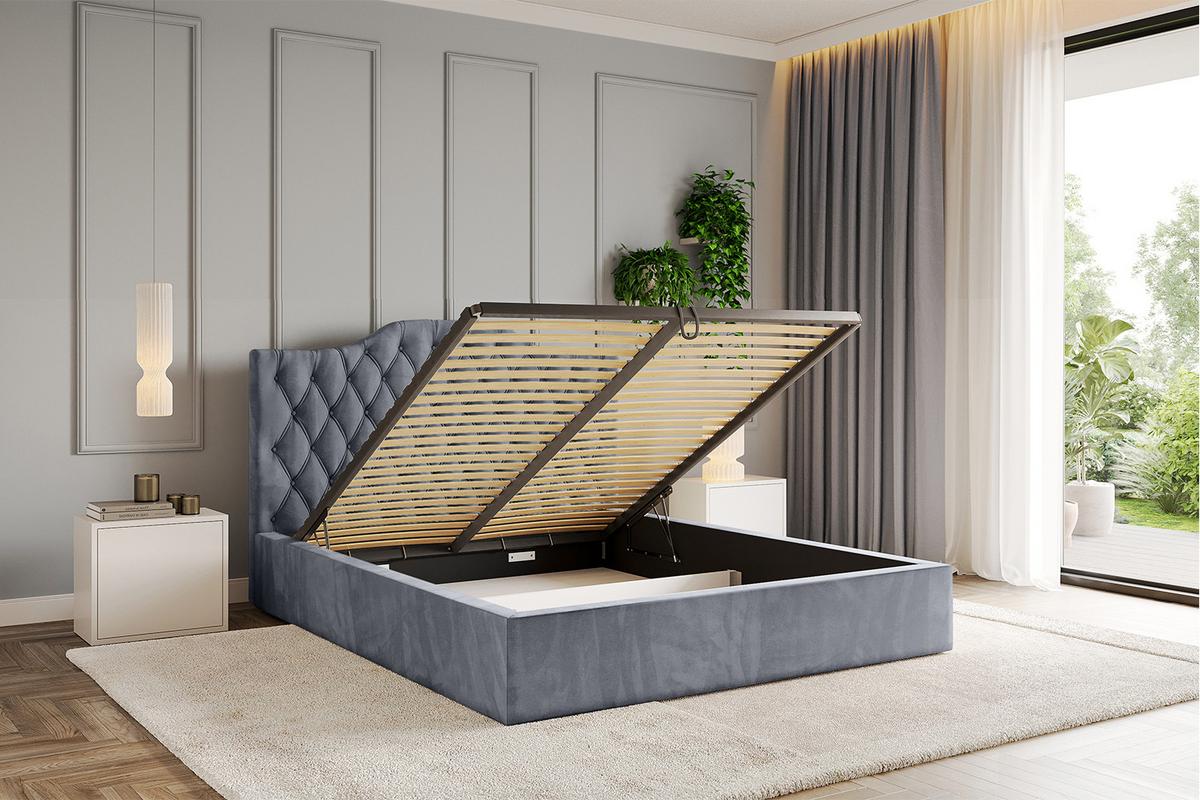 POLSTERBETT mit Bettkasten und Lattenrost, Boxbett ohne Matratze - FALIO 120x200 Grau - Grau, Holzwerkstoff/Textil (120/200cm) - ALTDECOR