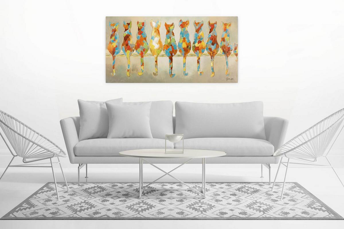 ÖLGEMÄLDE 120/60 cm - Blau/Gelb, Holz/Textil (120/60cm) - KUNSTLOFT