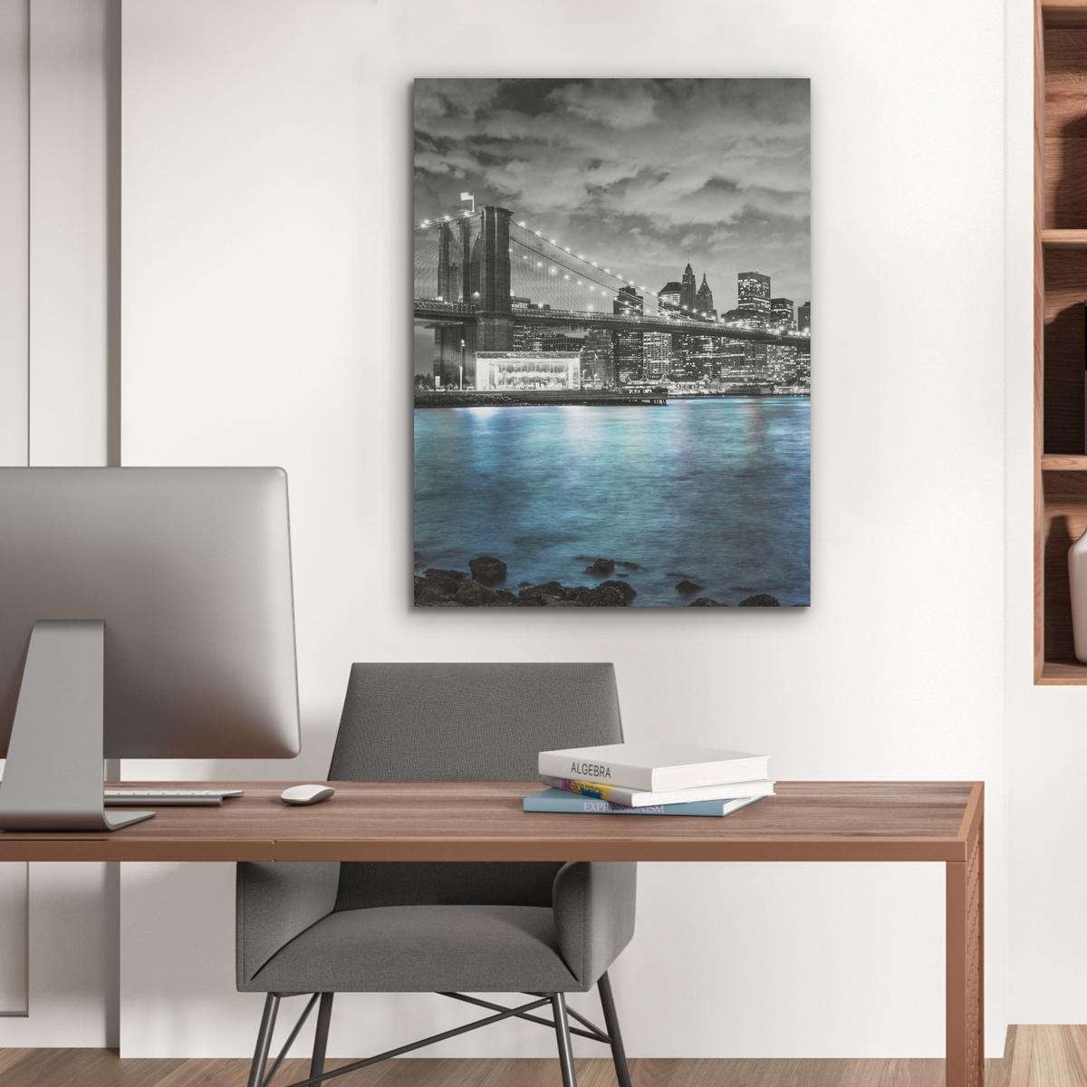 AKUSTIKBILD New York - Skyline - Stadt - Blau Wandbilder 60x80 cm - Blaugrau, Kunststoff (60/80/0.9cm) - MuchoWow