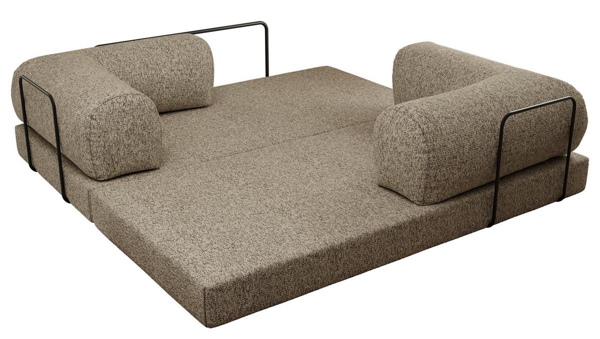 3-SITZER SOFA ORSETTO - Taupe Stukture - Taupe/Schwarz, Textil/Metall (200/70/100cm) - MKS