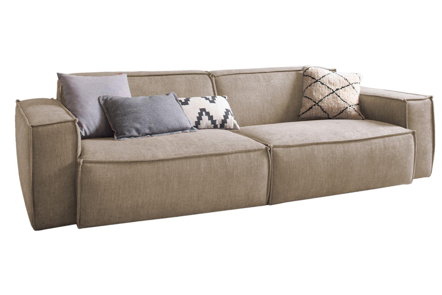 SOFA SAMU Taupe Webstoff - Taupe/Schwarz, Textil (256/72/106cm) - KAWOLA