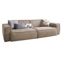 SOFA SAMU Taupe Webstoff - Taupe/Schwarz, Textil (256/72/106cm) - KAWOLA