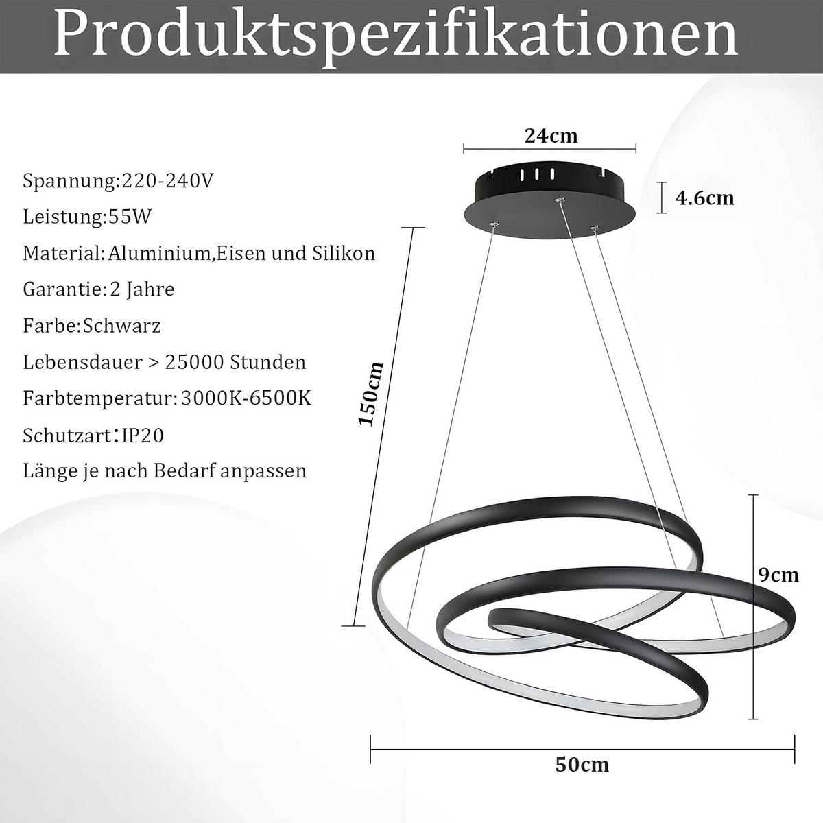 PENDELLEUCHTE Sonne 50/50/5 cm - Schwarz, Metall (50/50/5cm) - Nettlife