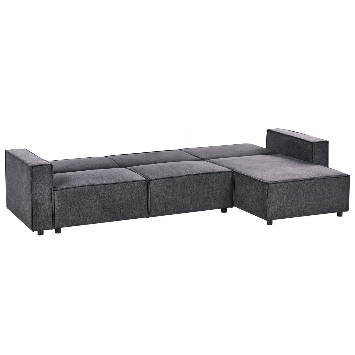 ECKSCHLAFSOFA 3-Sitzer Stoff Graphitgrau linksseitig Romedal Ii - Graphitfarben, Textil (290/173cm) - Beliani