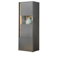 VITRINE grau matt, Eiche Wotan 50 x 155 cm, Vitrinenschrank 4 Fächer - Eiche Wotan/Grau, Holz/Holzwerkstoff (50/155/40cm) - Furn.Design