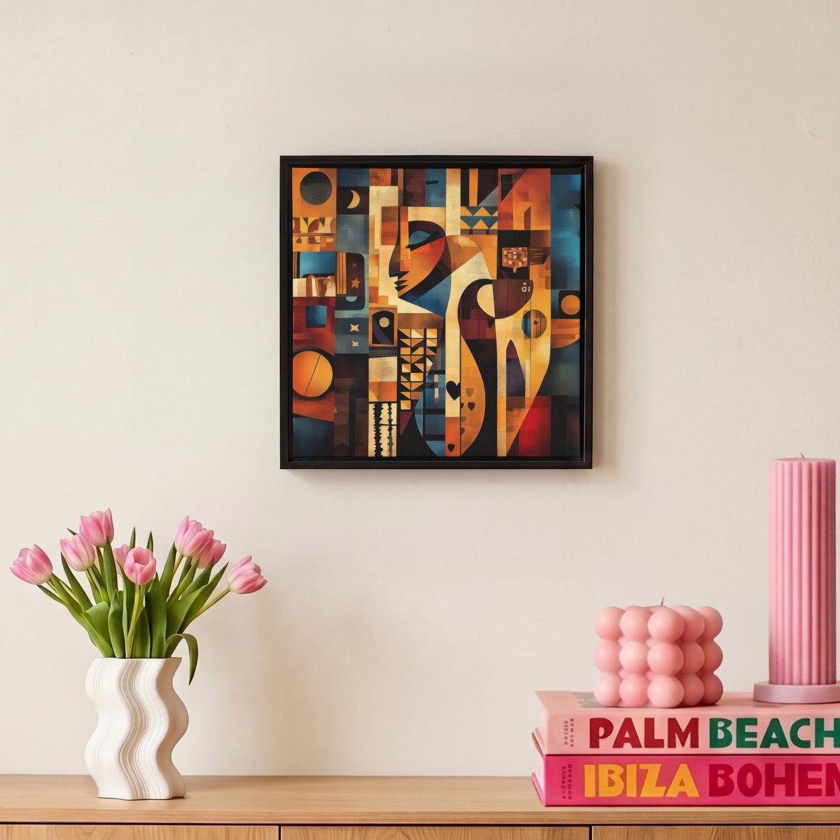 LEINWAND Bilder mit Rahmen - Figuren - Abstrakt - Symbole - 20x20 - Terracotta, Textil (20/20cm) - MuchoWow