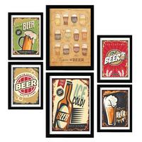 POSTER Set Mit 6 Bier Schilder Kaffee & Getränken Im Werbetafel Illustrationen A3 & A4 Rahmenlos - Klar, Papier (29/3cm) - Nacnic
