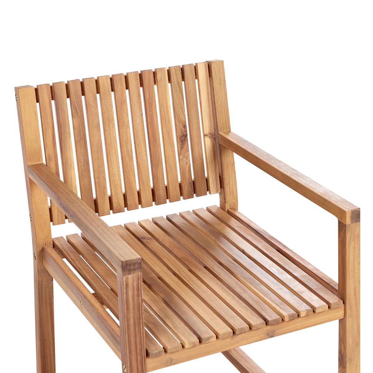 GARTENSTUHL 2er-Set Hellbraun/Hellgrau Sassari Premium - Hellbraun/Grau, Holz (54/80/59cm) - Beliani