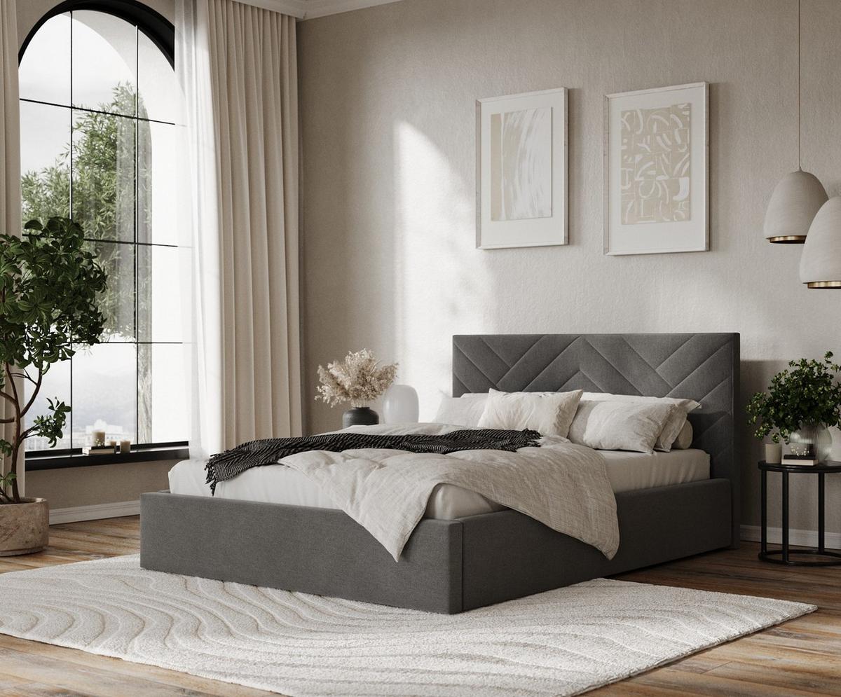 POLSTERBETT Arco 140/200 cm Anthrazit im Asti Stoff - Anthrazit/Schwarz, Holz/Holzwerkstoff (140/200cm) - AltaBeds