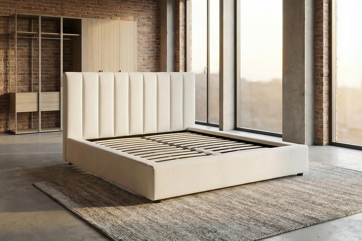 POLSTERBETT CATTURA Cremeweiß Velvet - Creme/Weiß, Textil (160/200cm) - KAWOLA