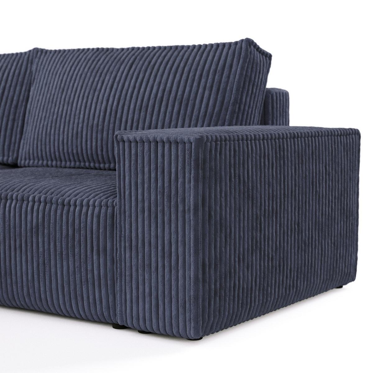 ECKSOFA CAVO mit Schlaffunktion Marin im Tilia Stoff - Schwarz/Dunkelblau, Holz/Holzwerkstoff (255/148cm) - AltaBeds
