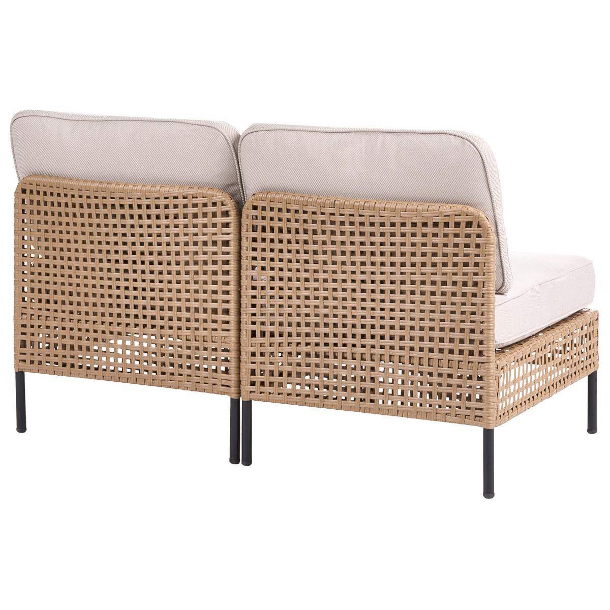 GARTENSOFA 2-Sitzer ohne Armlehnen Polyrattan Hellbeige Omegana - Beige/Schwarz, Kunststoff (130/80/68cm) - Beliani