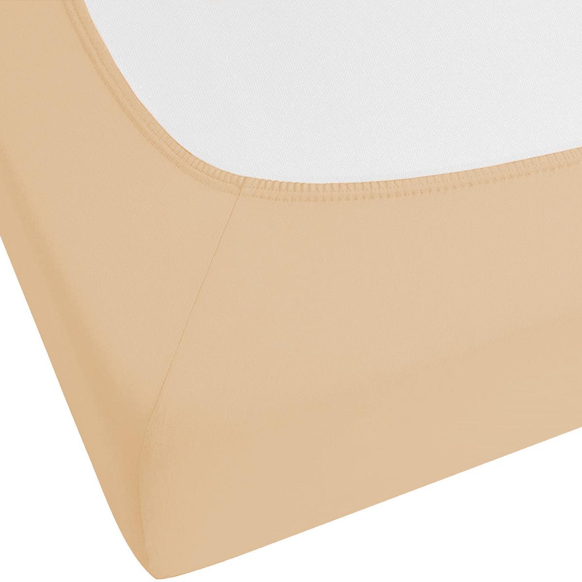 SPANNBETTLAKEN 200/200 cm Baumwolle Beige Janbu - Beige, Textil (200/200cm) - Beliani