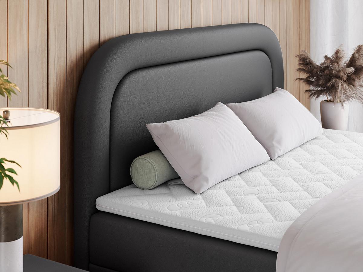 BOXBETT EIRA 180/200 Dunkelgrau Kunstleder - H4 - Dunkelgrau/Silberfarben, Holz/Textil (180/200cm) - MKS