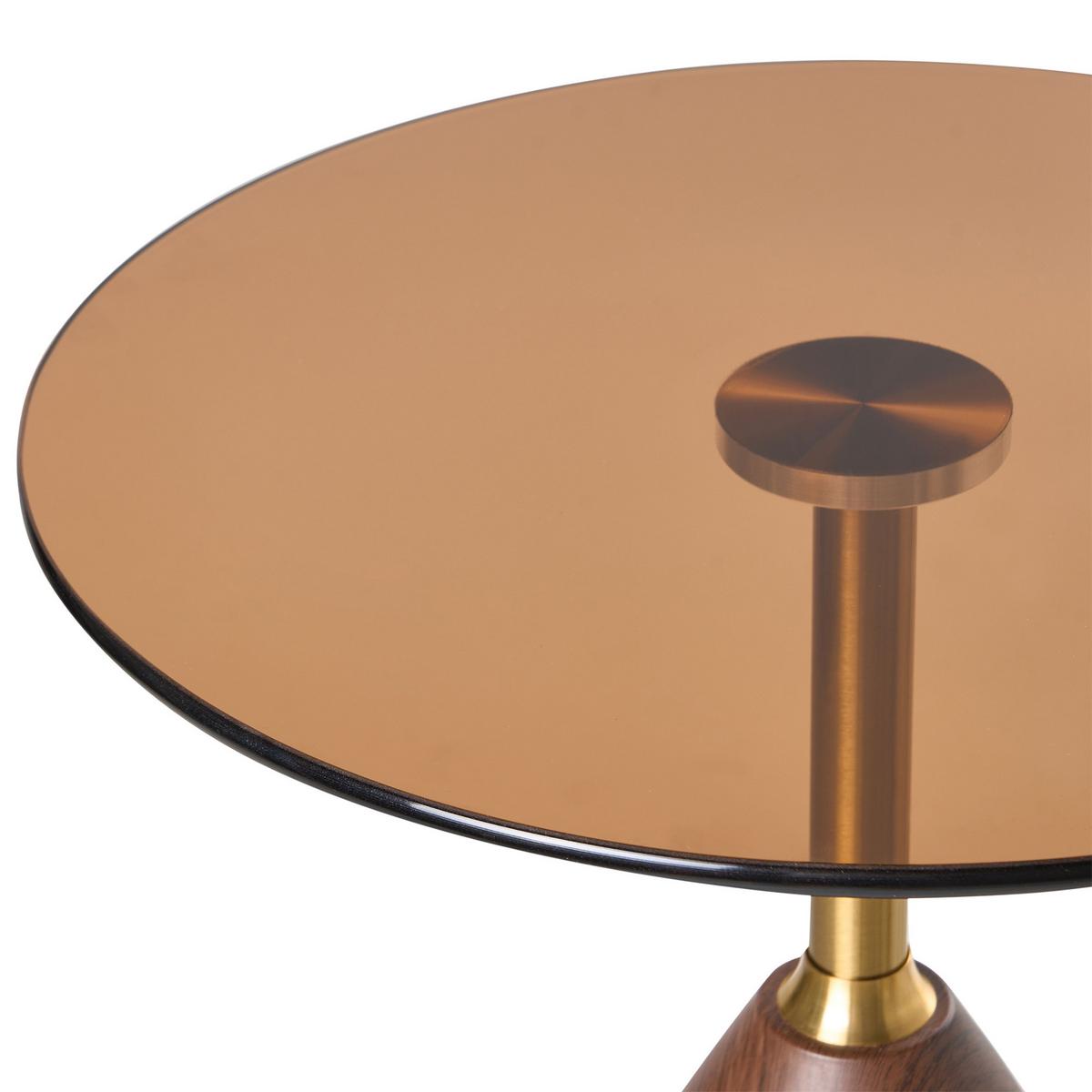 BEISTELLTISCH Sicherheitsglas Braun Wallis - Braun, Metall (41/41/57cm) - Beliani