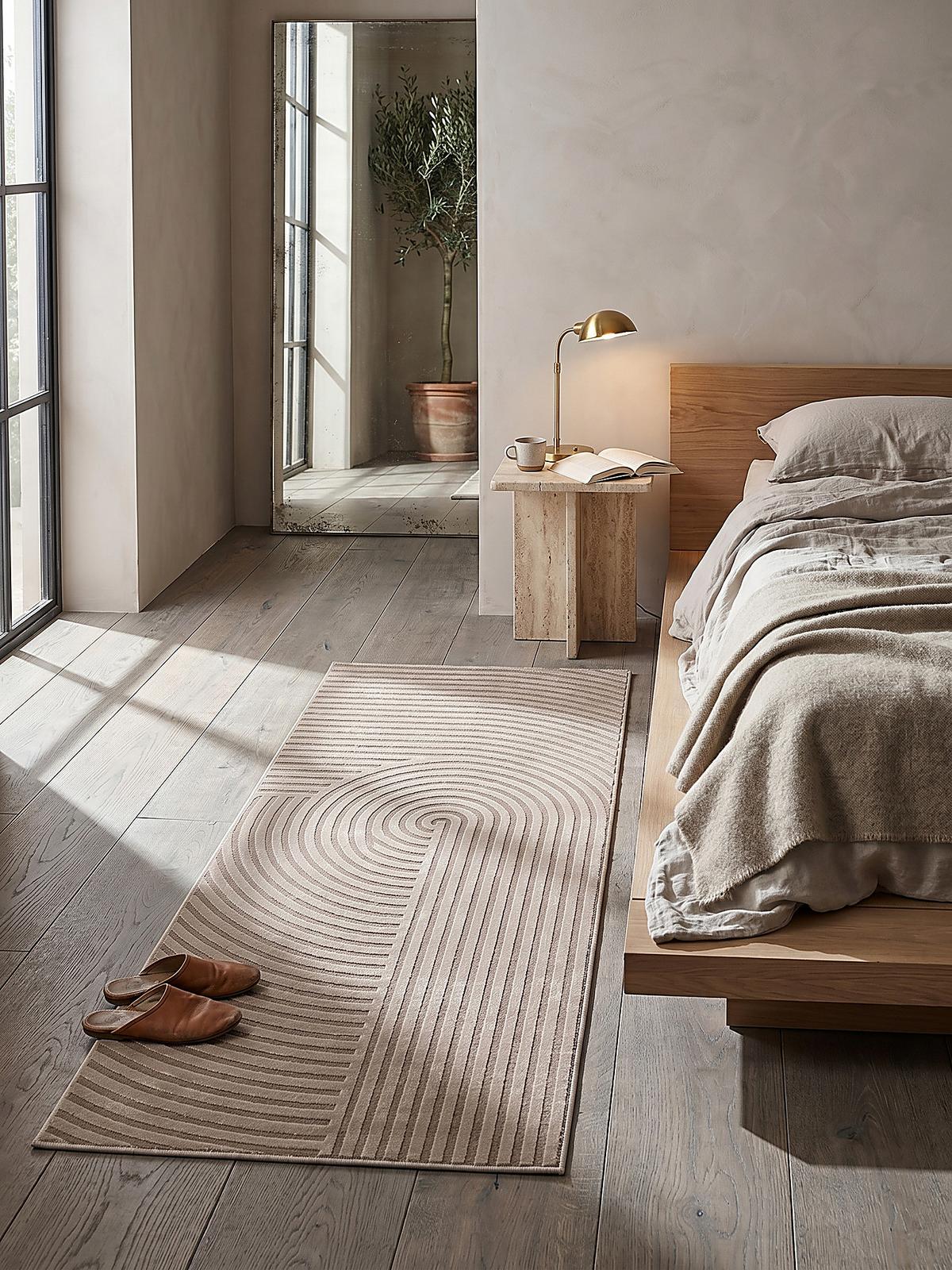 TEPPICHLÄUFER Geometrisch ERESMA Polyester Beige 80 x 150 cm - Beige, Textil (80/150cm) - KADIMA DESIGN