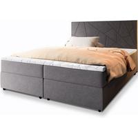 BOXBETT MADO 200x200 cm mit Matratze und Topper, H2+H3 - Dunkelgrau - Dunkelgrau, Holz (200/200cm) - MASSENO