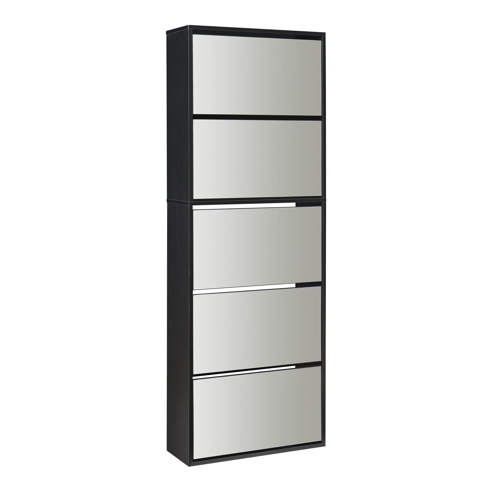 SCHUHKIPPER Lund - Schwarz, Holzwerkstoff (24/169/60cm) - [en.casa]