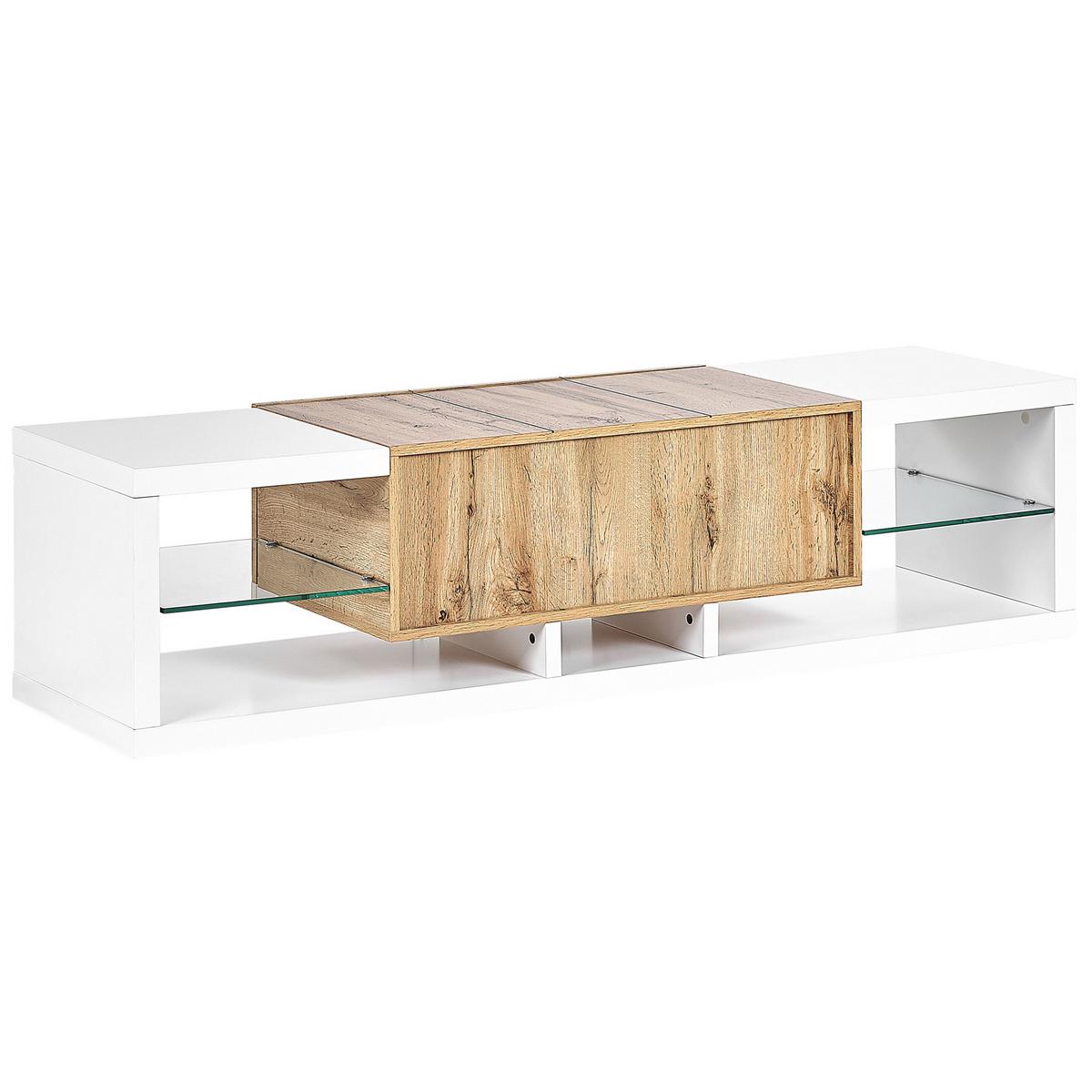 TV-MÖBEL Weiß, Hellbraun FULERTON 42/160/40 cm - Weiß, Holzwerkstoff (160/40/42cm) - Beliani