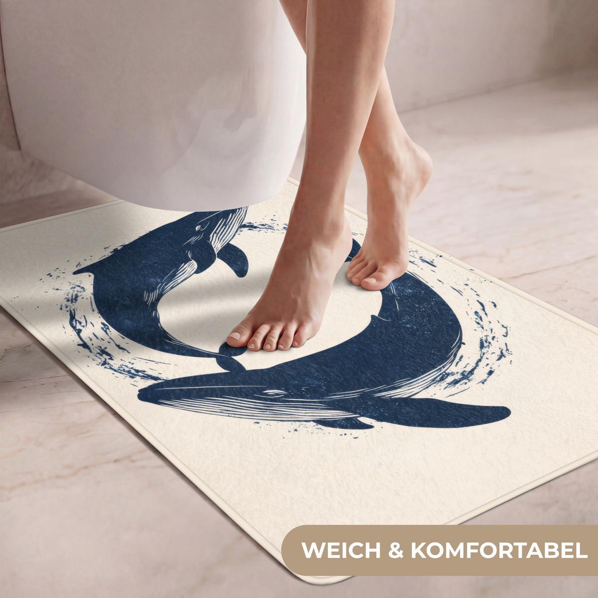 WC-VORLEGER Wale - Spritzer - Kreis - Dunkelblau Toilettenvorleger 60x90 cm - Dunkelblau, Textil (60/1cm) - OnlyWow