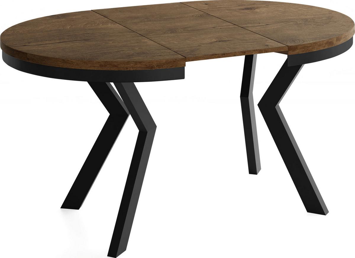 ESSTISCH Savio Neo rund ausziehbar verlängerbar, Eiche Braun Rustikal 80-130/80/77 cm - Alteiche/Schwarz, Holz/Holzwerkstoff (80/130/77cm) - WFL GROUP