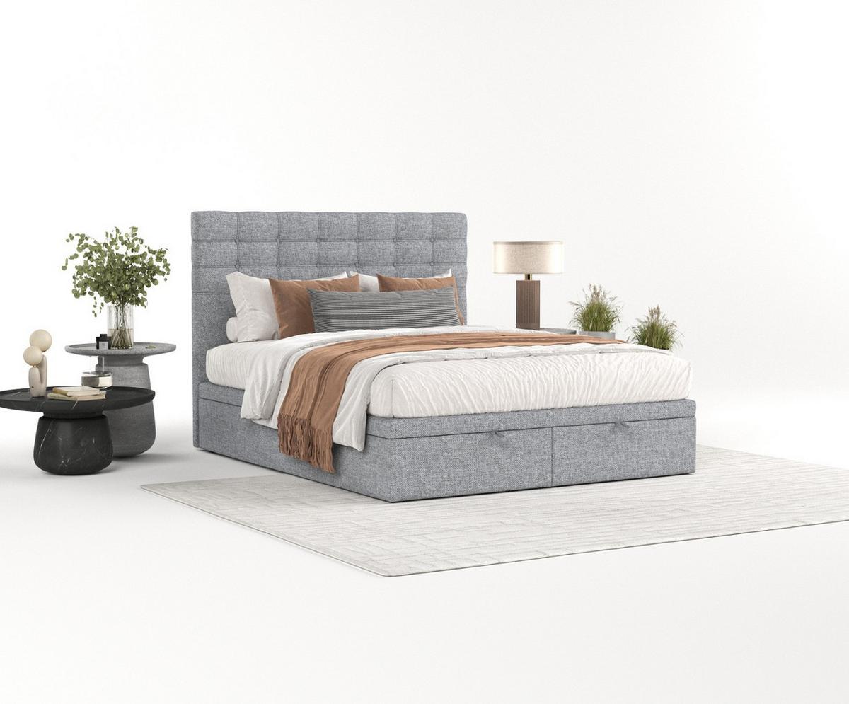 POLSTERBETT Callo mit Stauraum 140/200 cm Grau im Alta Stoff - Schwarz/Grau, Holz/Holzwerkstoff (140/200cm) - AltaBeds