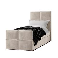 BOXBETT ALEYNA 100x200 cm mit Bettkasten und Matratze - Beige + TOPPER - Beige/Schwarz, Holz/Holzwerkstoff (100/200cm) - AX Living