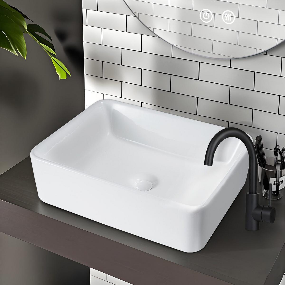 WASCHBECKEN Krythyn 48/37/13.5 cm - Weiß, Keramik (37/13.5/48cm) - ZMH