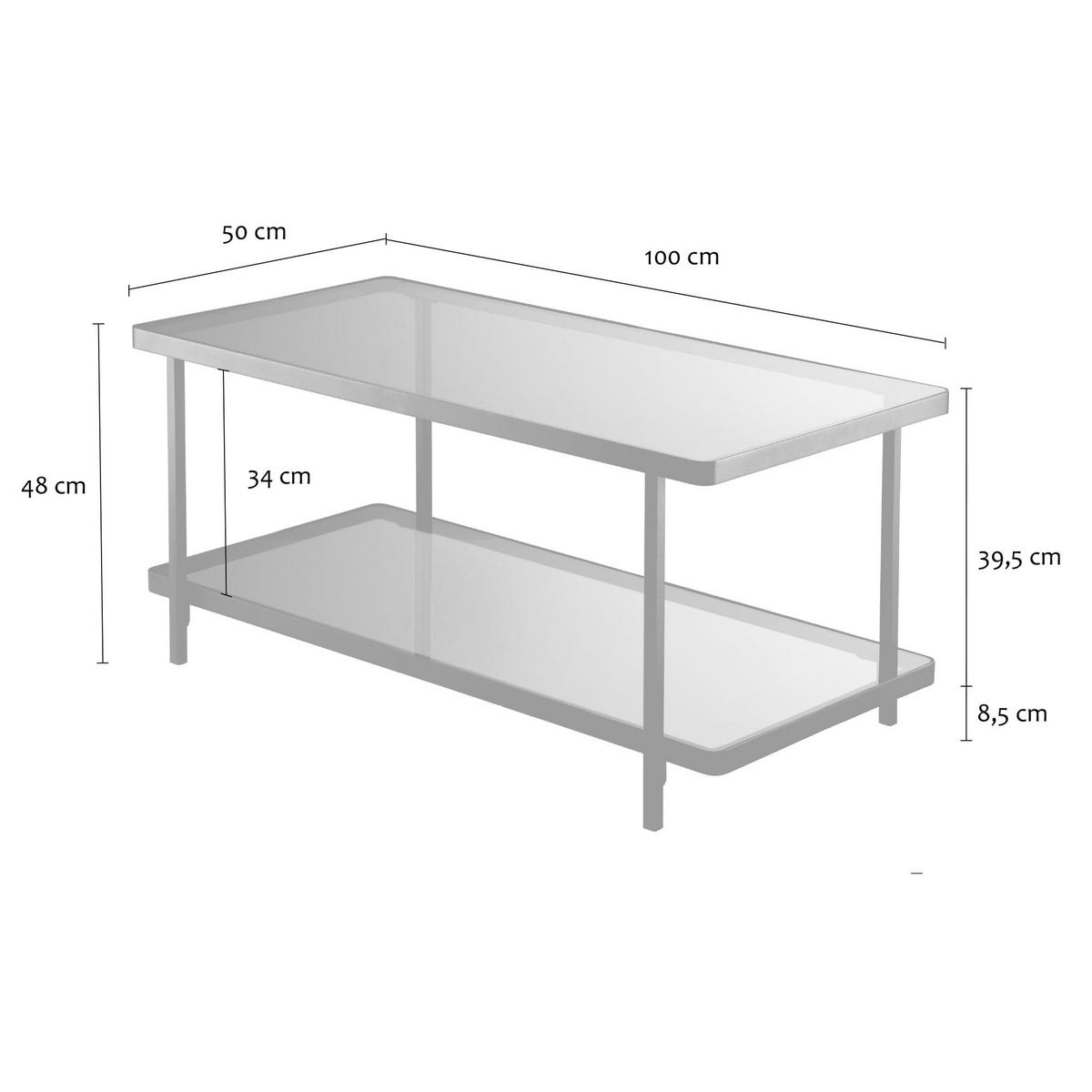 COUCHTISCH mit 2 rauchglas Platten 100/50/48 cm - Schwarz, Holzwerkstoff (61/50/48cm) - Calicosy