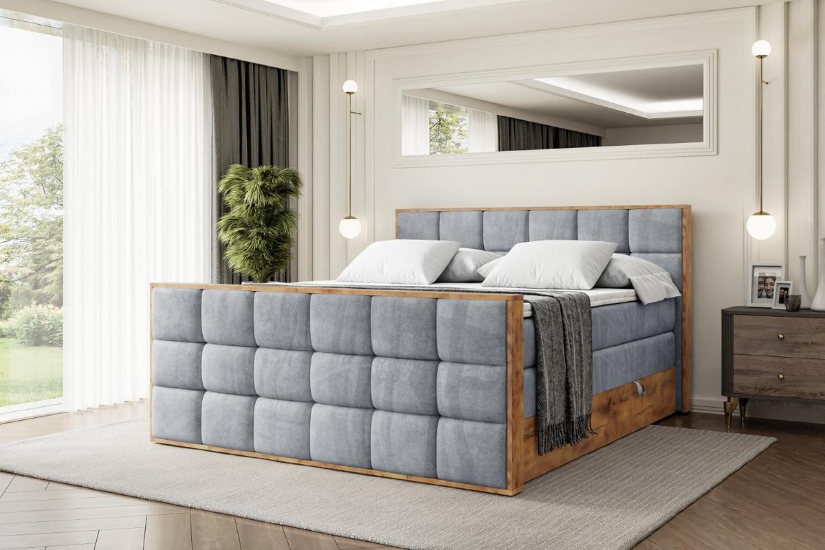 BOXSPRINGBETT mit Matratze H3|H4 und Lattenrost - LOLLI2-Z KING-180x200 - Grau Casablanca - Grau, Holzwerkstoff (180/200cm) - ALTDECOR