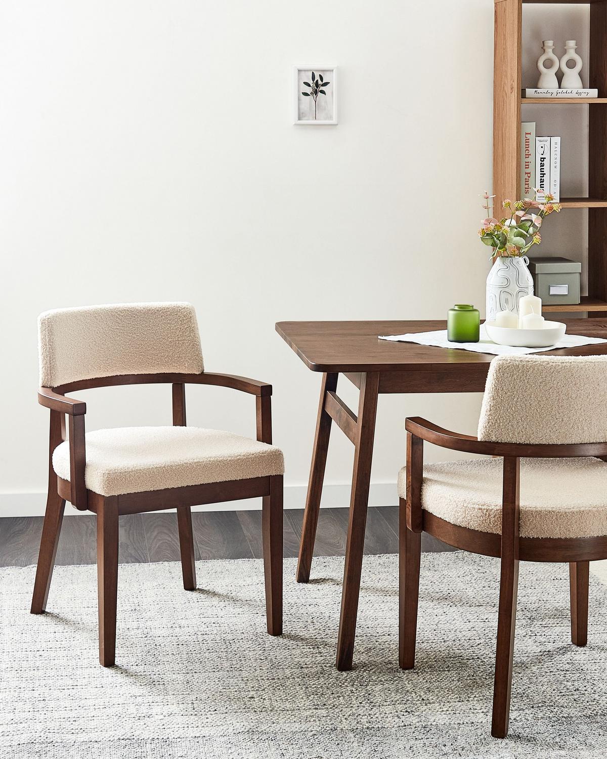 ESSZIMMERSTUHL 2er-Set Beige Dalbo - Beige/Braun, Textil (59/82/56cm) - Beliani