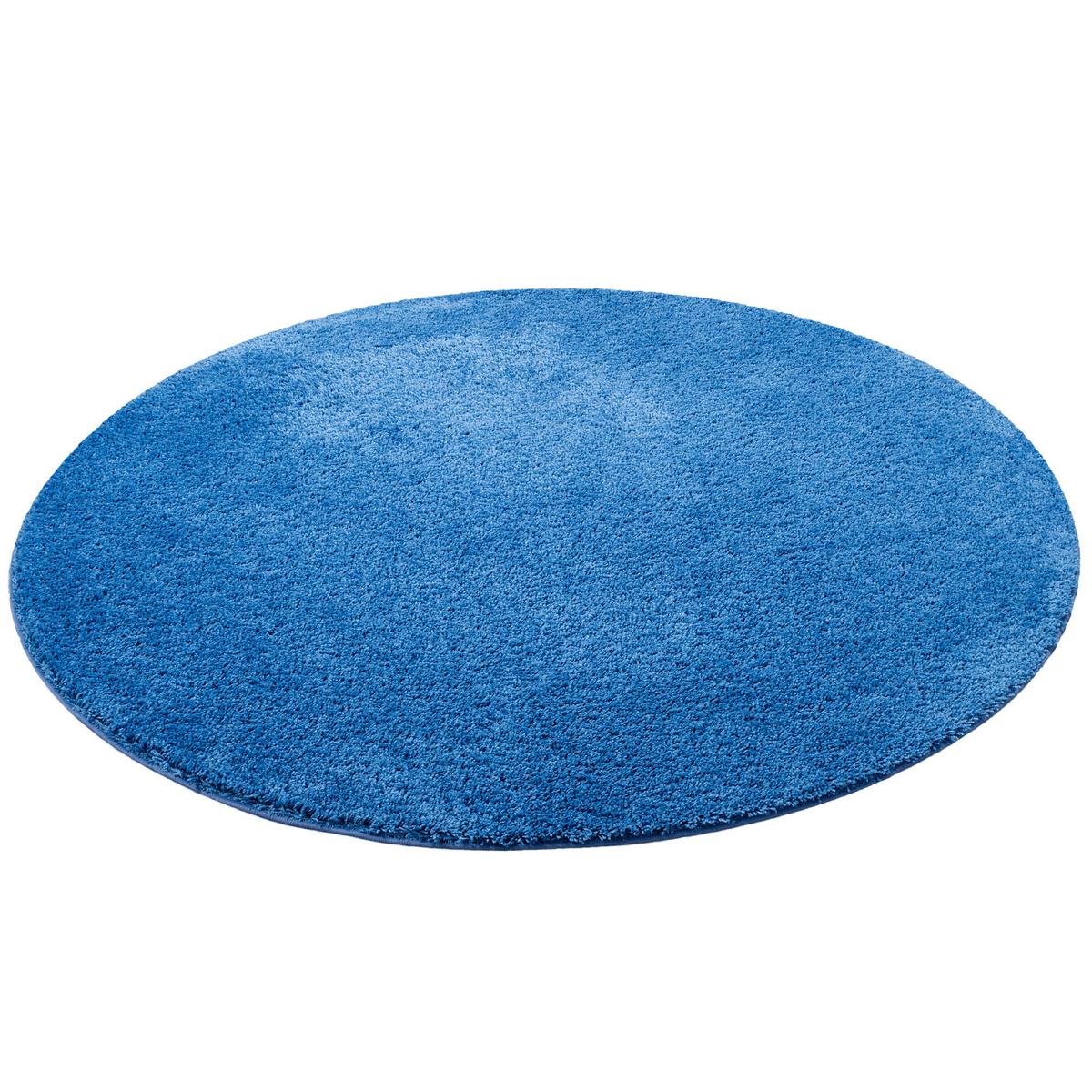 HOCHFLOR SHAGGY TEPPICH PALACE RUND - Blau, Textil (100/100cm) - Snapstyle